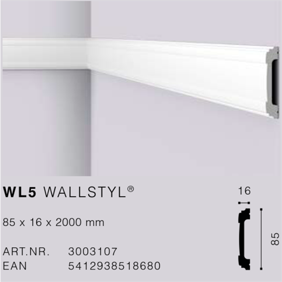 WALLSTYLWL5 CORNICE HDPS MT.2 85x16 cf.38 mt.
