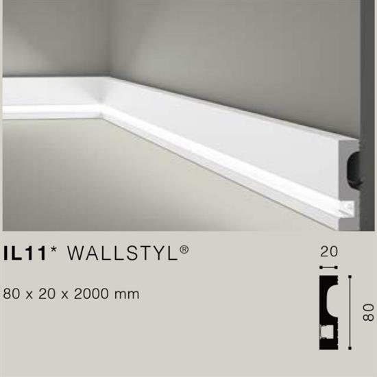 WALLSTYLIL11 CORNICE HDPS LED MT.2 80x20 cf.26 mt.