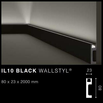 WALLSTYLIL10 black BATTISCOPA NERO MT.2 80x23 cf.28 mt.