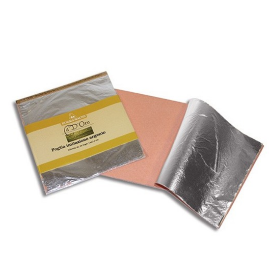 FOGLIA IMITAZIONE ARGENTO 14x14 LIBRETTO PZ.25