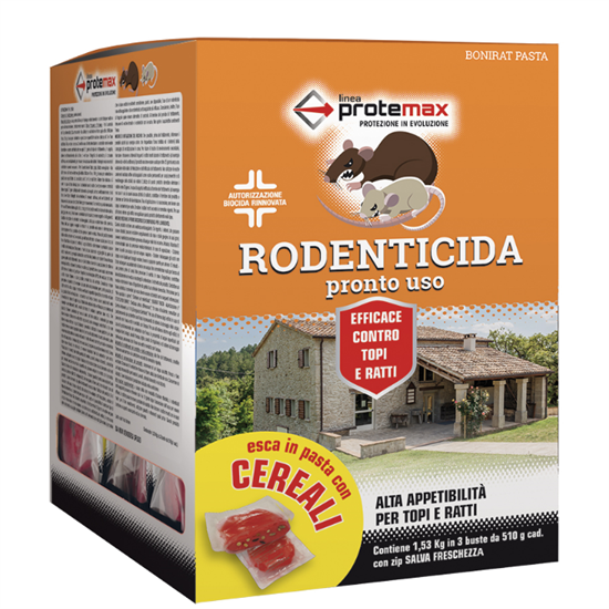 RODENTICIDA PASTA ROSSO DF 3 BUSTE Gr.510 in astuccio da Kg.1,53
