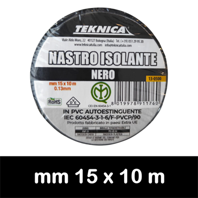 NASTRO ISOLANTE NERO 10m x15mm Certificato IMQ