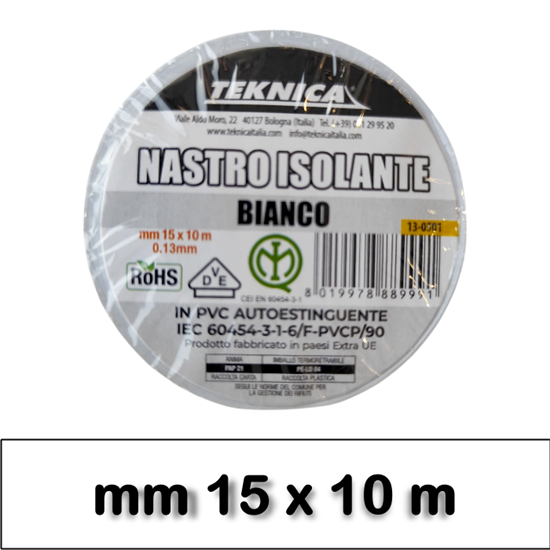 NASTRO ISOLANTE BIANCO 10m x15mm Certificato IMQ