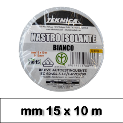 NASTRO ISOLANTE BIANCO 10m x15mm Certificato IMQ