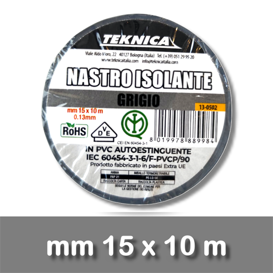 NASTRO ISOLANTE GRIGIO 10m x15mm Certificato IMQ