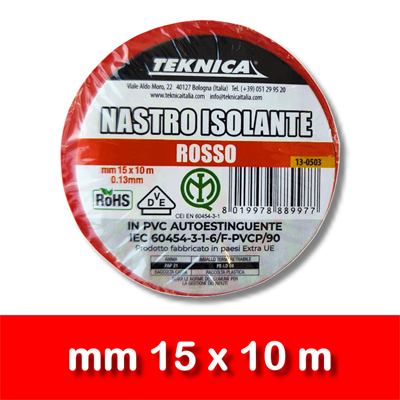 NASTRO ISOLANTE ROSSO 10m x15mm Certificato IMQ