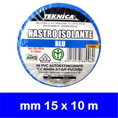 NASTRO ISOLANTE BLU 10m x15mm Certificati IMQ