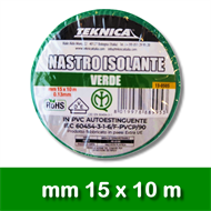NASTRO ISOLANTE VERDE 10m x15mm Certificati IMQ
