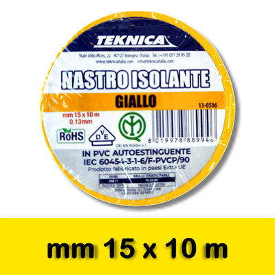 NASTRO ISOLANTE GIALLO 10m x15mm Certificato IMQ