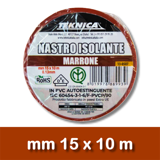 NASTRO ISOLANTE MARRONE 10m x15mm Certificato IMQ