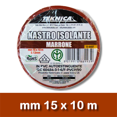 NASTRO ISOLANTE MARRONE 10m x15mm Certificato IMQ