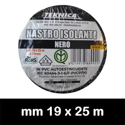 NASTRO ISOLANTE NERO 25m x19mm Certificato IMQ