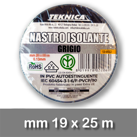NASTRO ISOLANTE GRIGIO 25m x19mm Certificato IMQ