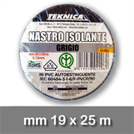 NASTRO ISOLANTE GRIGIO 25m x19mm Certificato IMQ