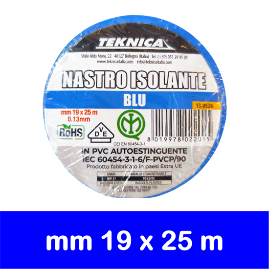 NASTRO ISOLANTE BLU 25mX19mm Certificato IMQ