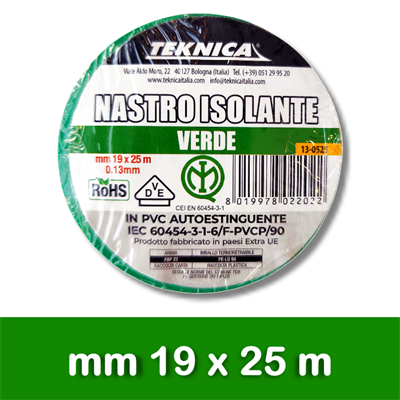 NASTRO ISOLANTE VERDE 25m x19mm Certificato IMQ