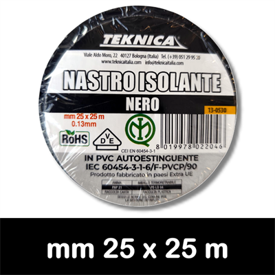 NASTRO ISOLANTE NERO 25m x25mm Certificiato IMQ