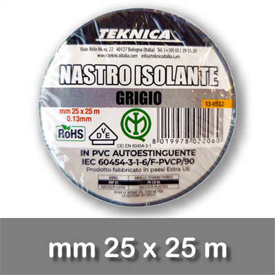 NASTRO ISOLANTE GRIGIO 25m x25mm Certificato IMQ
